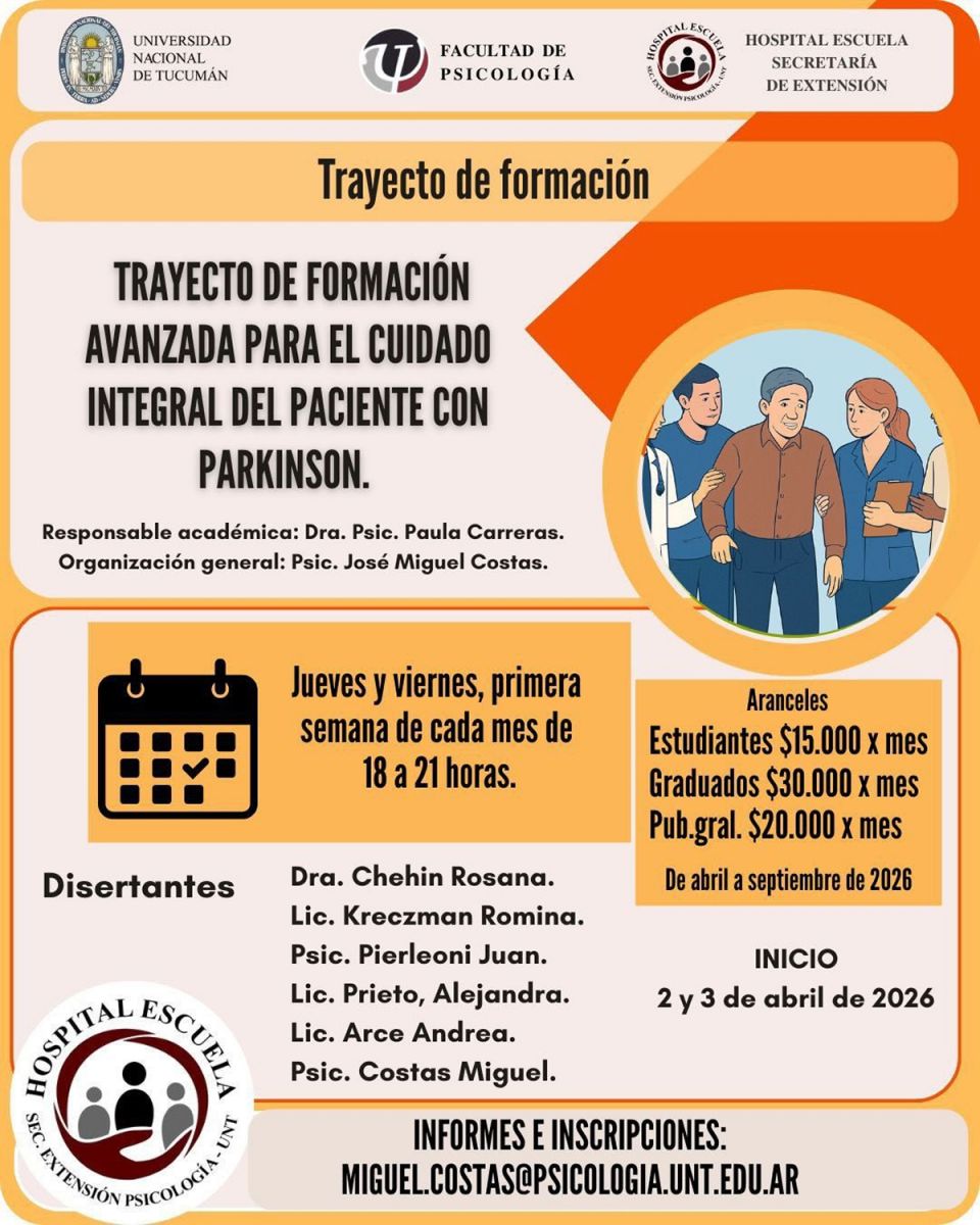 FORMACIÓN. La Facultad de Psicología lanzó un trayecto de formación para el cuidado de pacientes con Park.inson