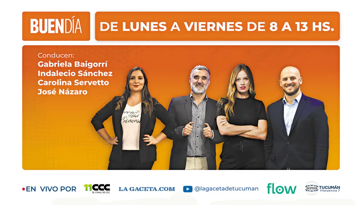 CONDUCTORES. Gabriela Baigorrí, Indalecio Sánchez, Carolina Servetto y José Názaro te cuentan las noticias de la mañana.