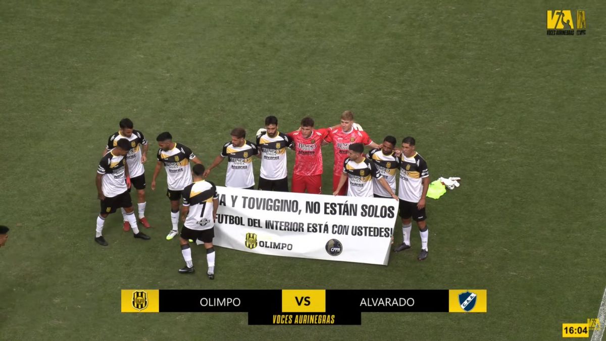 EXPRESO. Olimpo de Bahía Blanca emitiendo su apoyo a Tapia y Toviggino.