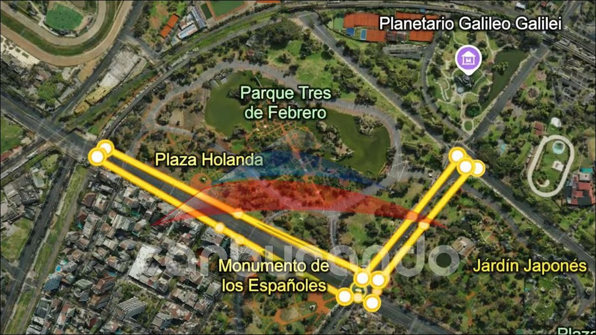 RECORRIDO PREVISTO. El trazado incluiría el sector del Monumento a los Españoles y alrededores del Rosedal, en Palermo, según la información difundida.