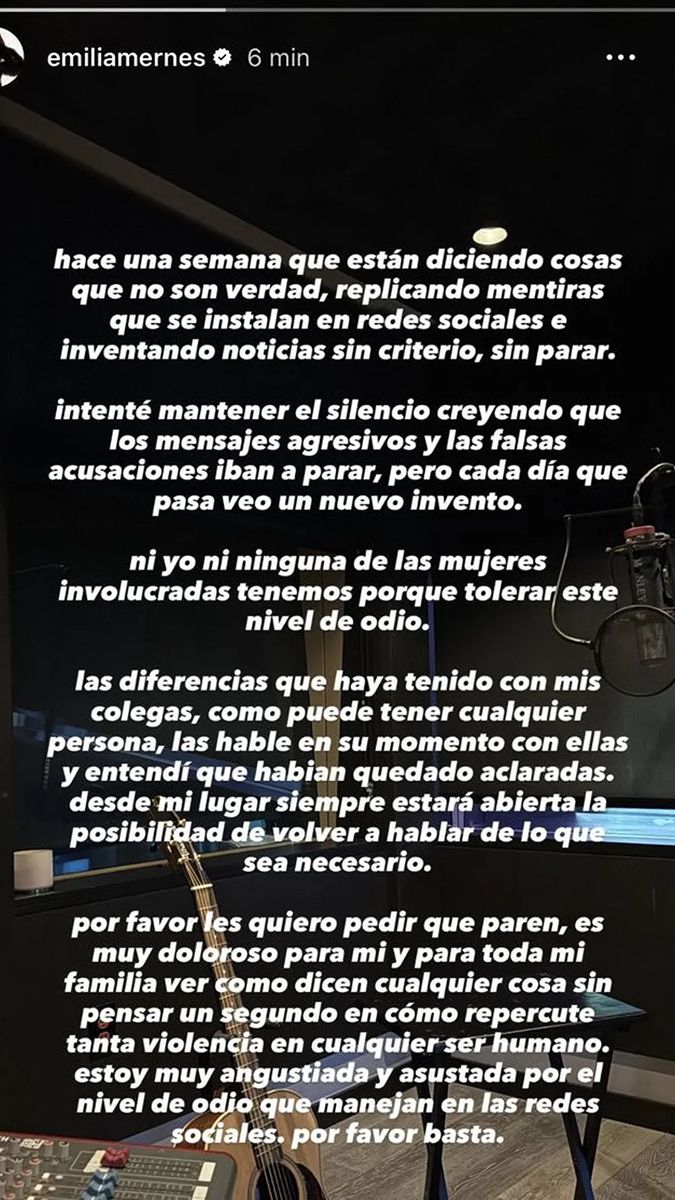 El desesperado descargo de Emilia Mernes sobre su pelea con Tini Stoessel