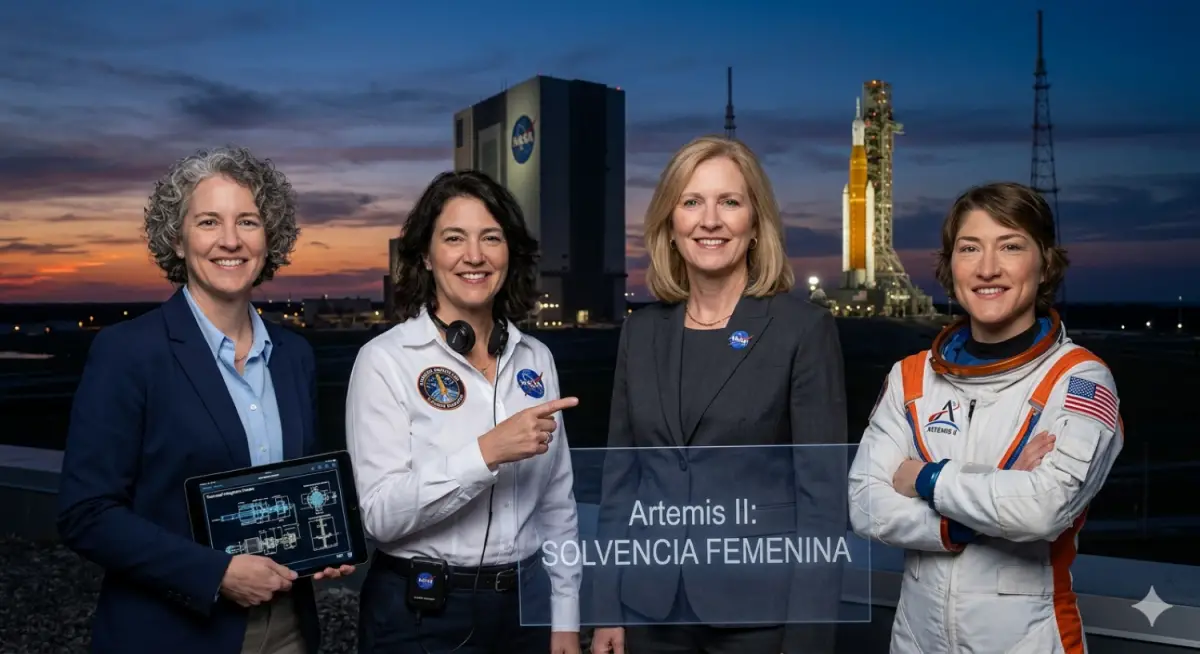 PRESENCIA. Blackwell-Thompson, Petro, Lyons y Koch ocupan puestos de referencia en la NASA. Fotomontaje creado por Inteligencia Artificial.