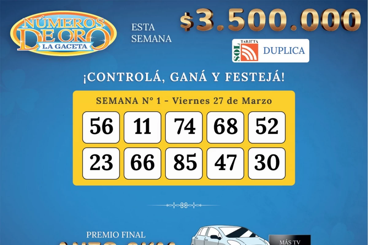 Los Números de Oro de LA GACETA del 27 de marzo de 2026