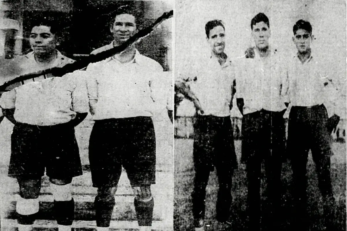 HISTORIA DECANA. Giri y González (izquierda) y Leónidas Van Gelderen, Santiago Michal y el satiagueño Loto (derecha) fueron jugadores clave en el clásico de 1935. 