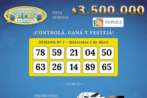 Los Números de Oro de LA GACETA del 1 de abril de 2026