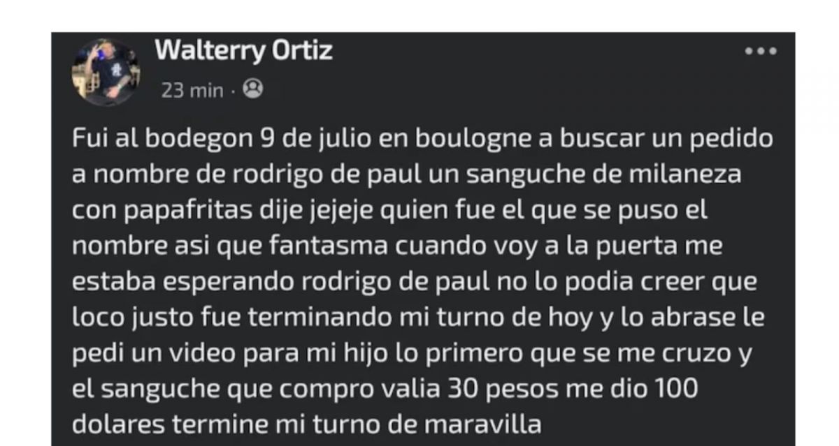 EL POSTEO. Ortiz no dudó en compartir su gran anécdota junto a Rodrigo De Paul.