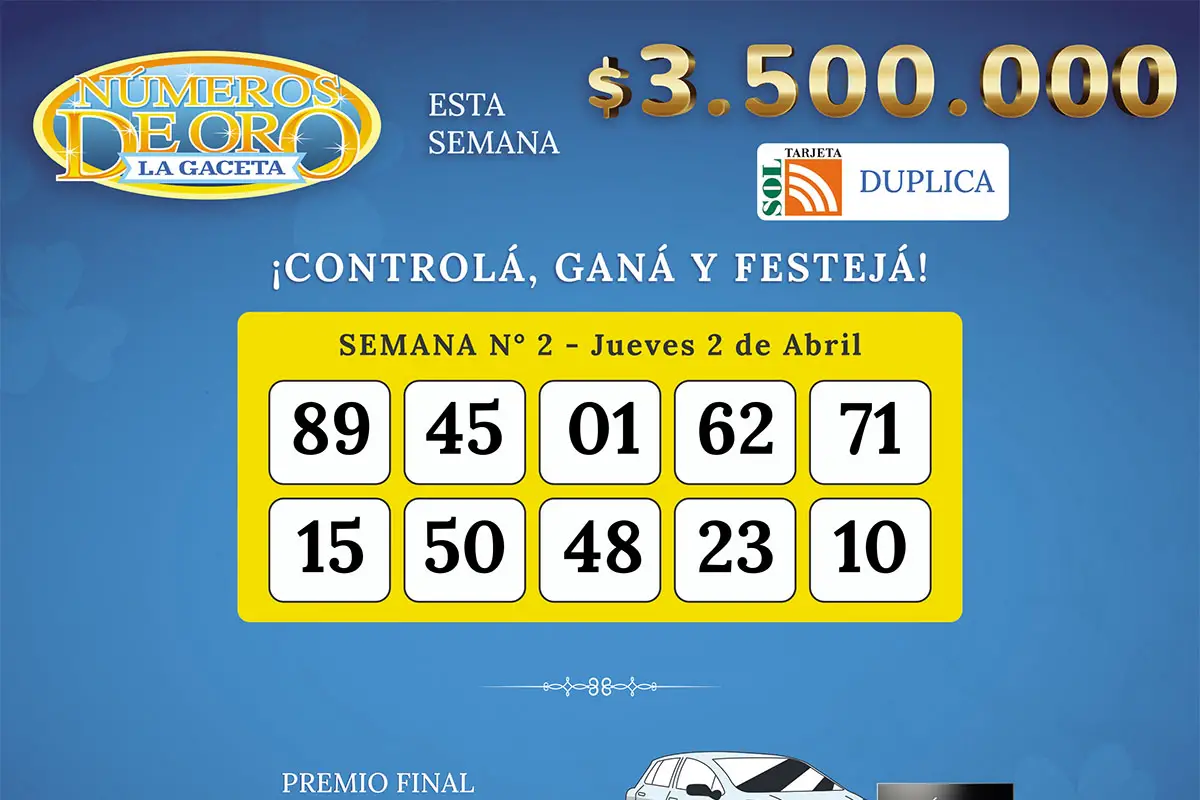 Los Números de Oro de LA GACETA del 2 de abril de 2026