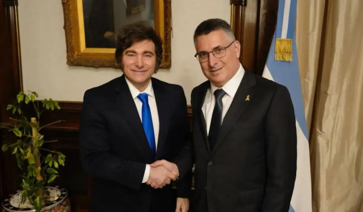 El presidente Javier Milei y el ministro de Relaciones Exteriores de Israel, Gideon Sa’ar.