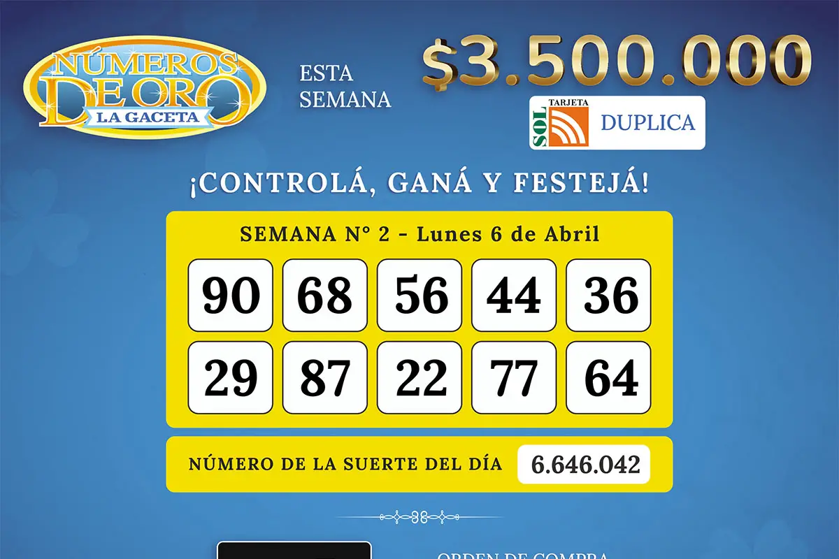 Los Números de Oro de LA GACETA del 6 de abril de 2026