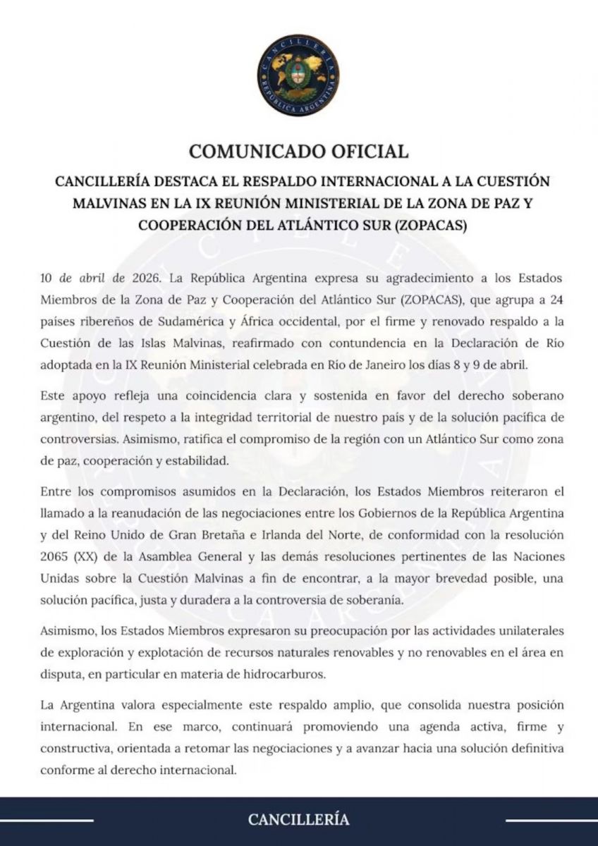 Islas Malvinas: 24 países respaldaron el reclamo argentino y pidieron retomar el diálogo con el Reino Unido