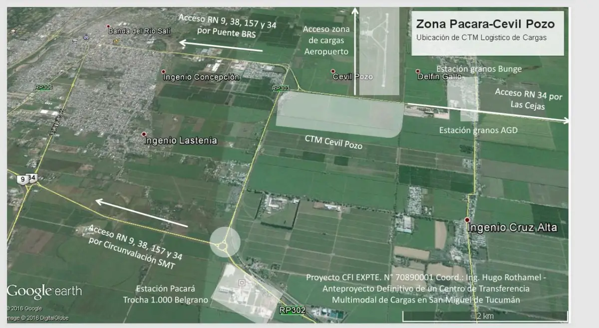 EN EL MAPA. Los planos ubican el sitio estratégico en el que había sido planteado el Centro Multimodal de Cargas, que por ahora no será ejecutado.