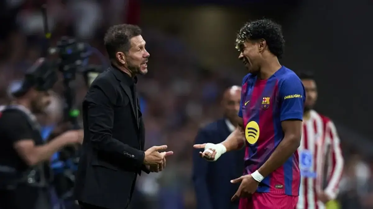 Cholo Simeone y Lamine Yamal.