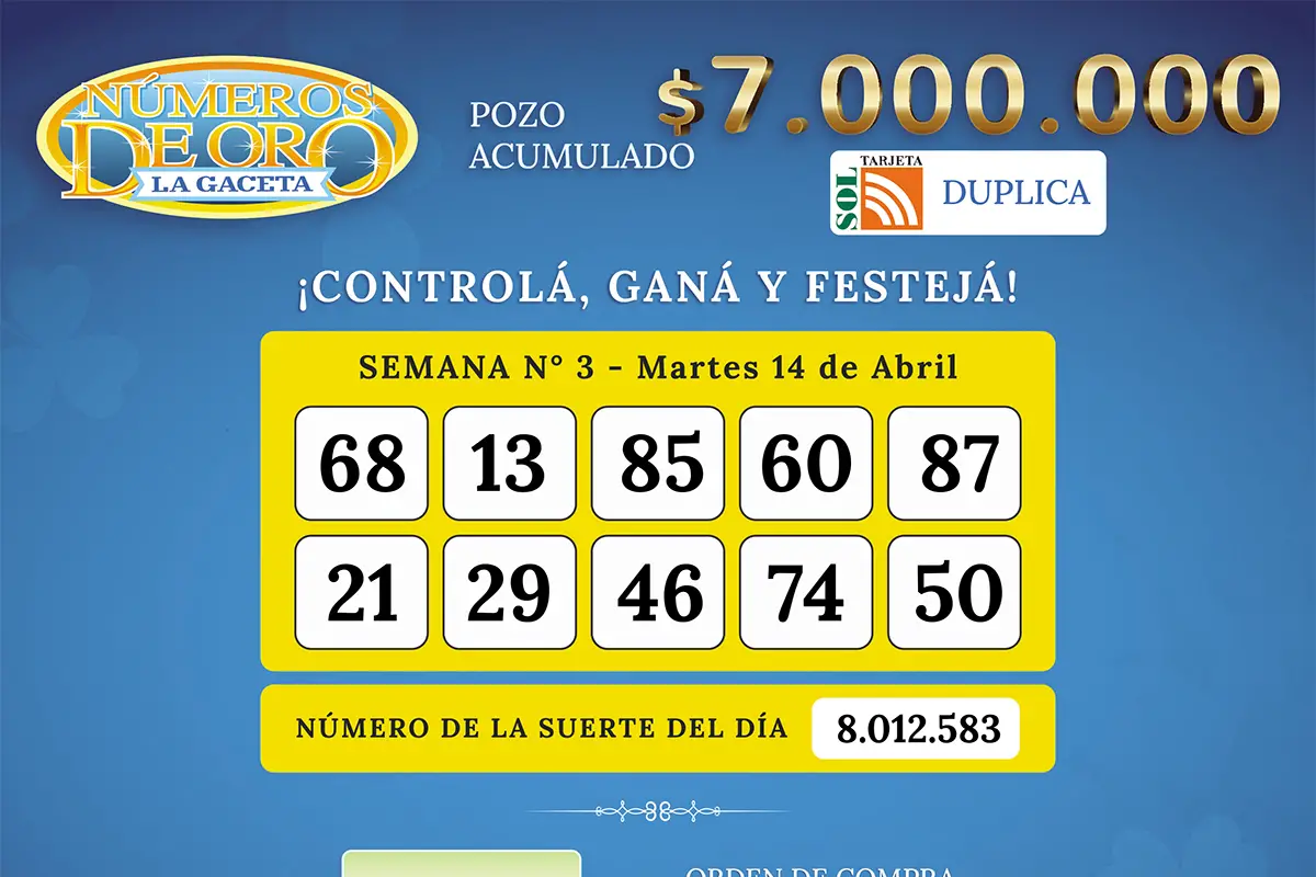 Los Números de Oro de LA GACETA del 14 de abril de 2026