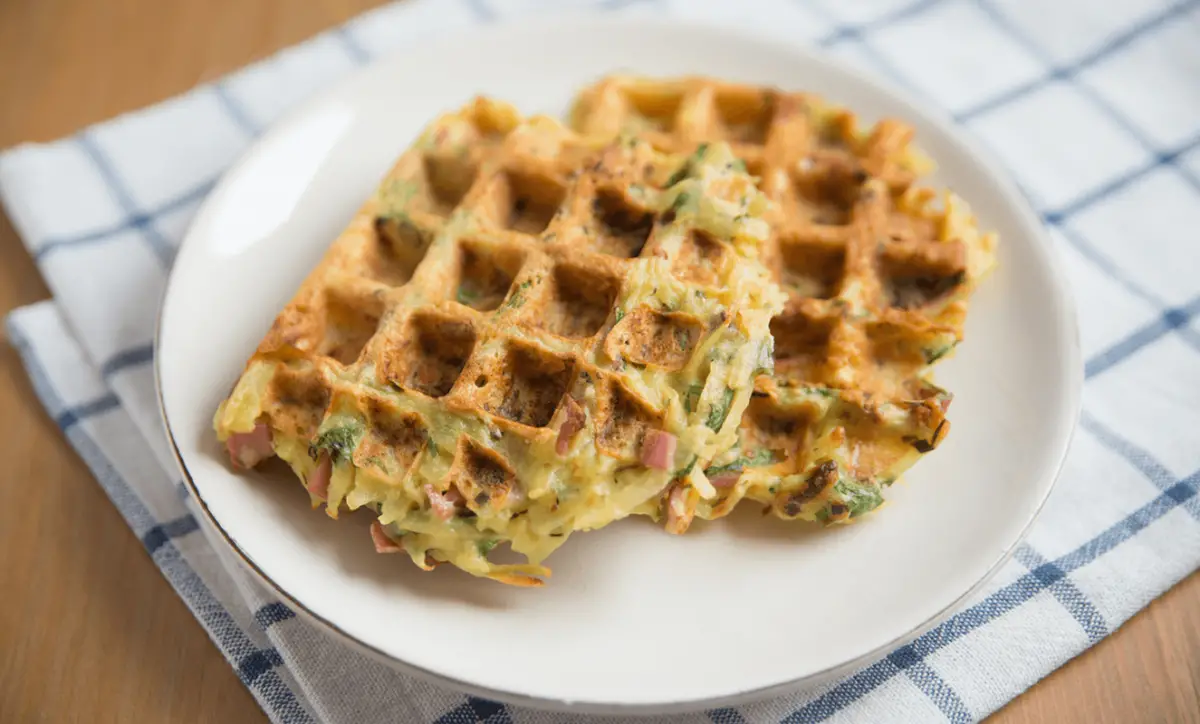 Waffles de Papa y Jamón