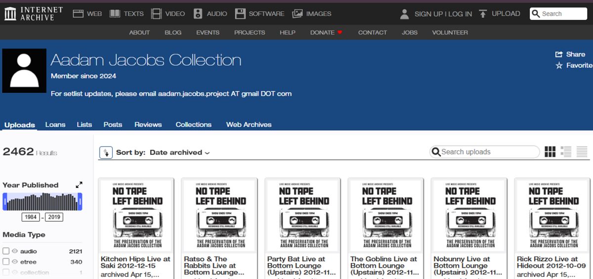 DE CASETES A INTERNET. Miles de conciertos que solo existían en casetes ahora se pueden escuchar desde cualquier lugar. / CAPTURA DE PANTALLA