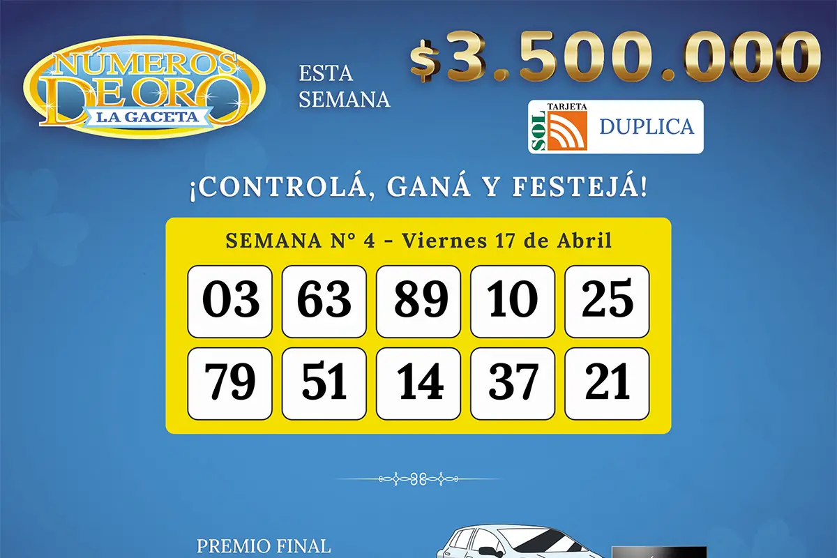Los Números de Oro de LA GACETA del 17 de abril de 2026
