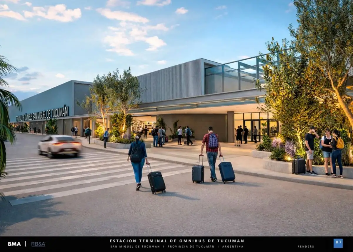 EN UN PLAZO DE 40 MESES. Los renders muestran un acceso renovado para la Terminal de Ómnibus, el principal nodo de conectividad terrestre local.