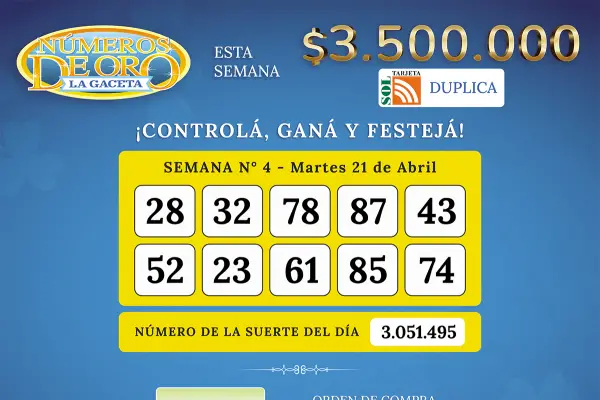 Los Números de Oro de LA GACETA del 21 de abril de 2026