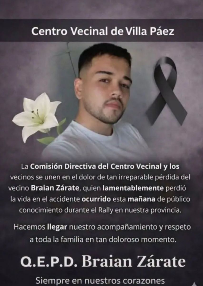 Profundo dolor por la muerte del joven de 25 años en el Rally Sudamericano: “Siempre en nuestros corazones”
