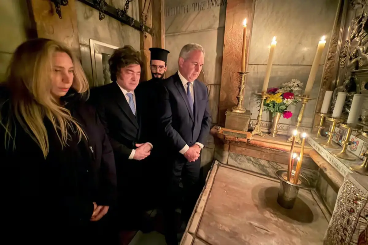 Javier Milei en el Santo Sepulcro en Israel.