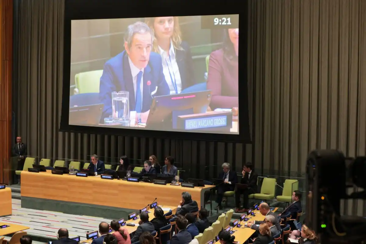 AUDIENCIA. Rafael Grossi expuso y respondió a miembros de la ONU.