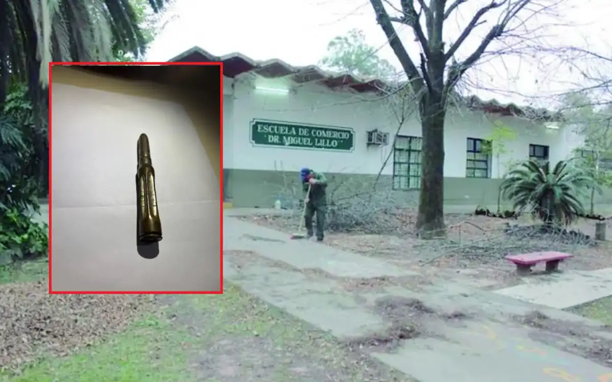 EL CARTUCHO encontrado en la escuela de Yerba Buena. 