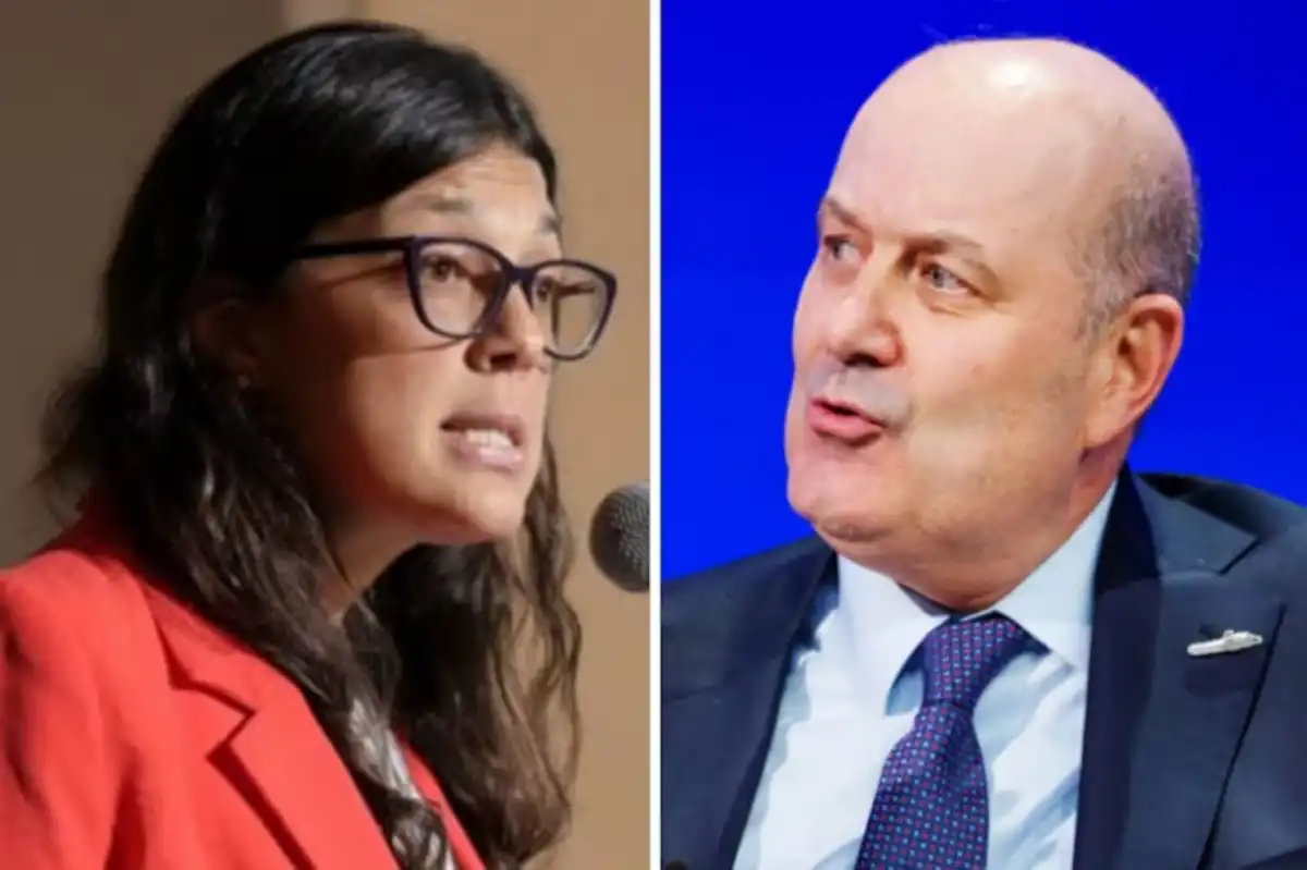 La presidenta del Centro Argentino de Meteorólogos (CAM), Carla Gulizia, junto al ministro de Desregulación y Transformación del Estado, Federico Sturzenegger.