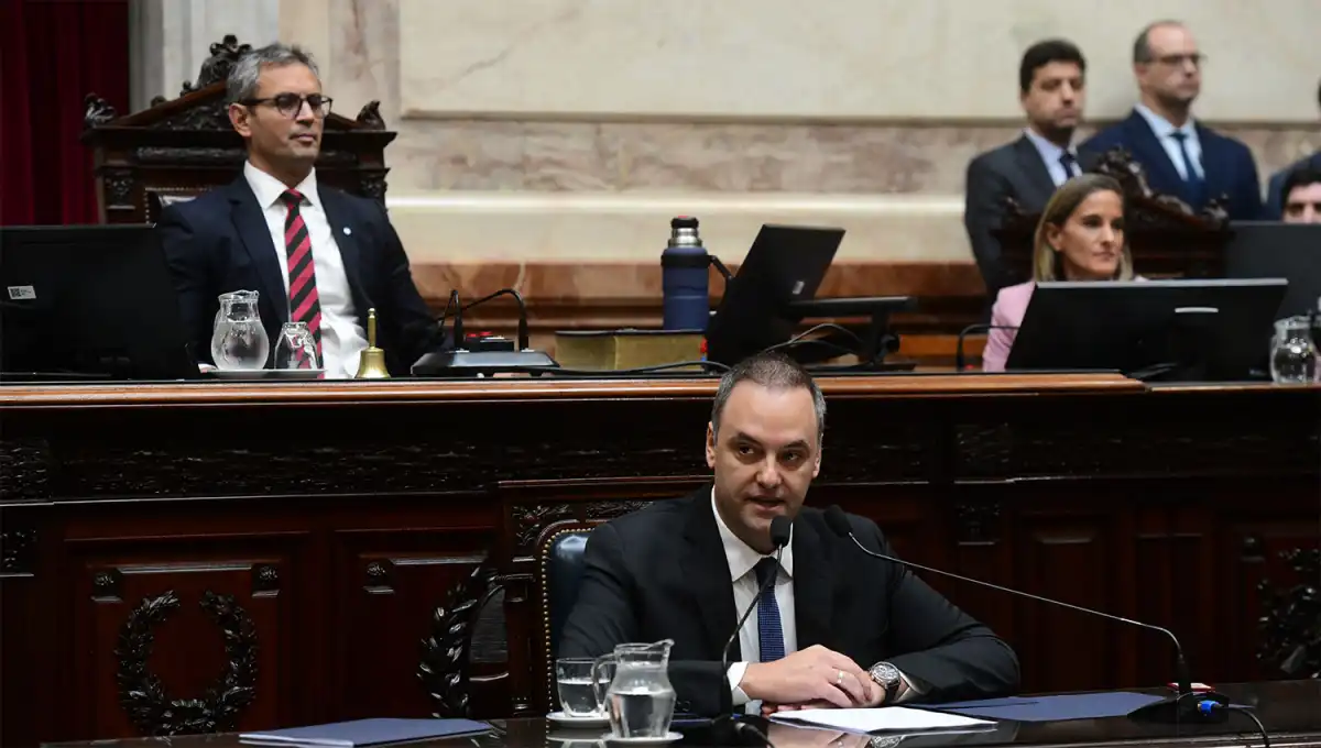 Manuel Adorni, frente al Congreso de la Nación.