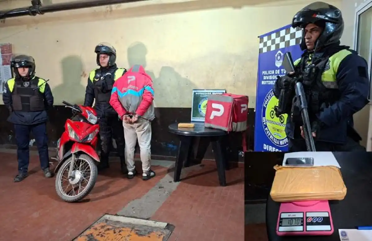 DETENIDO. El hombre circulaba con la ropa de una aplicación de delivery. 