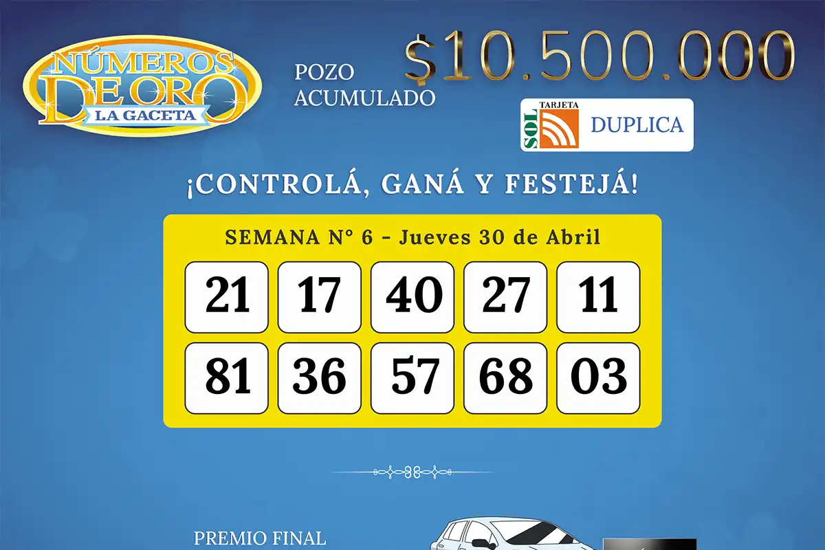 Los Números de Oro de LA GACETA del 30 de abril de 2026
