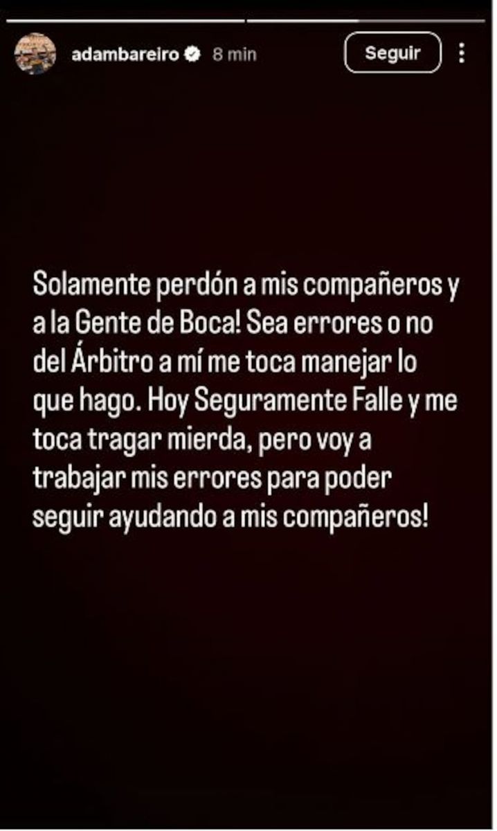 El fuerte descargo de Bareiro tras su expulsión en la derrota de Boca por la Copa Libertadores