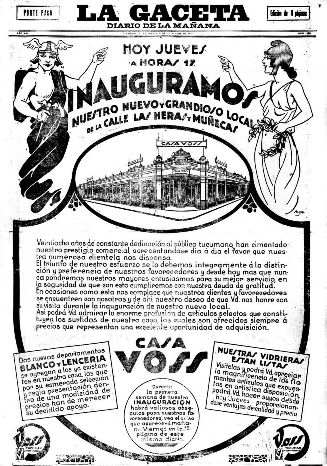 Recuerdos fotográficos: 1924. Casa Voss, al estilo de las tiendas de París o de Buenos Aires