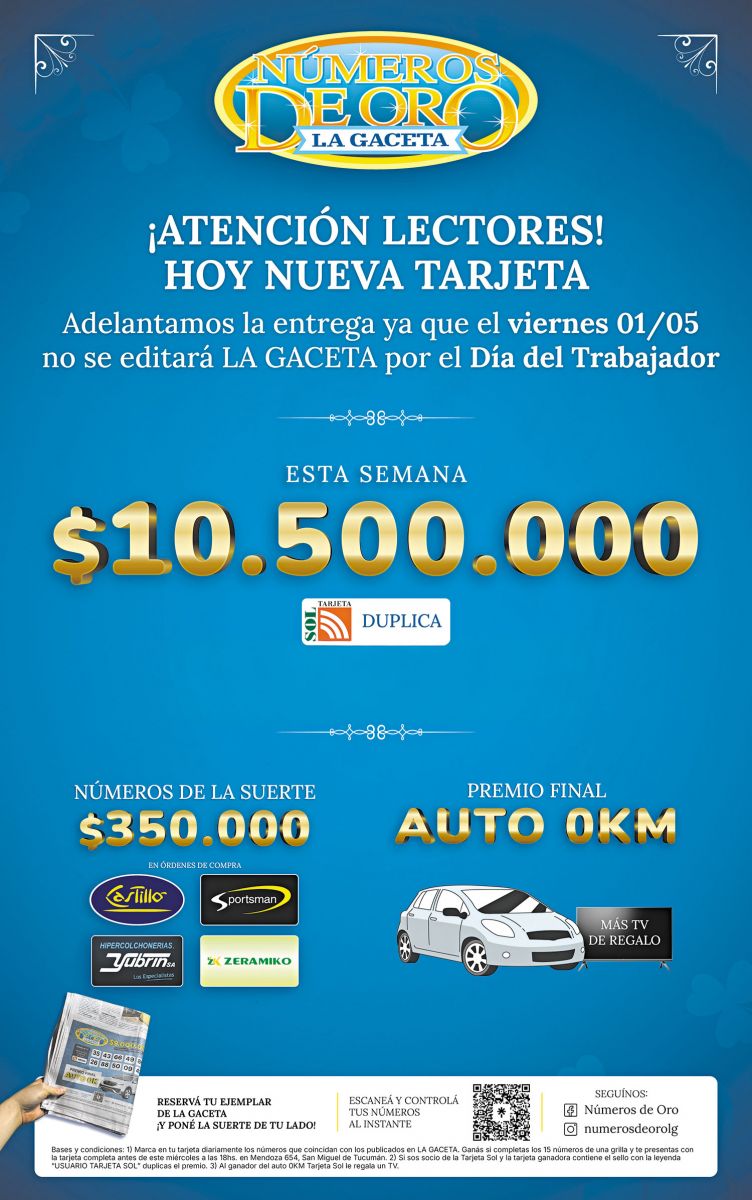 Números de Oro acumuló un pozo de $10.500.000 para esta semana: ¡Reservá hoy tu tarjeta!