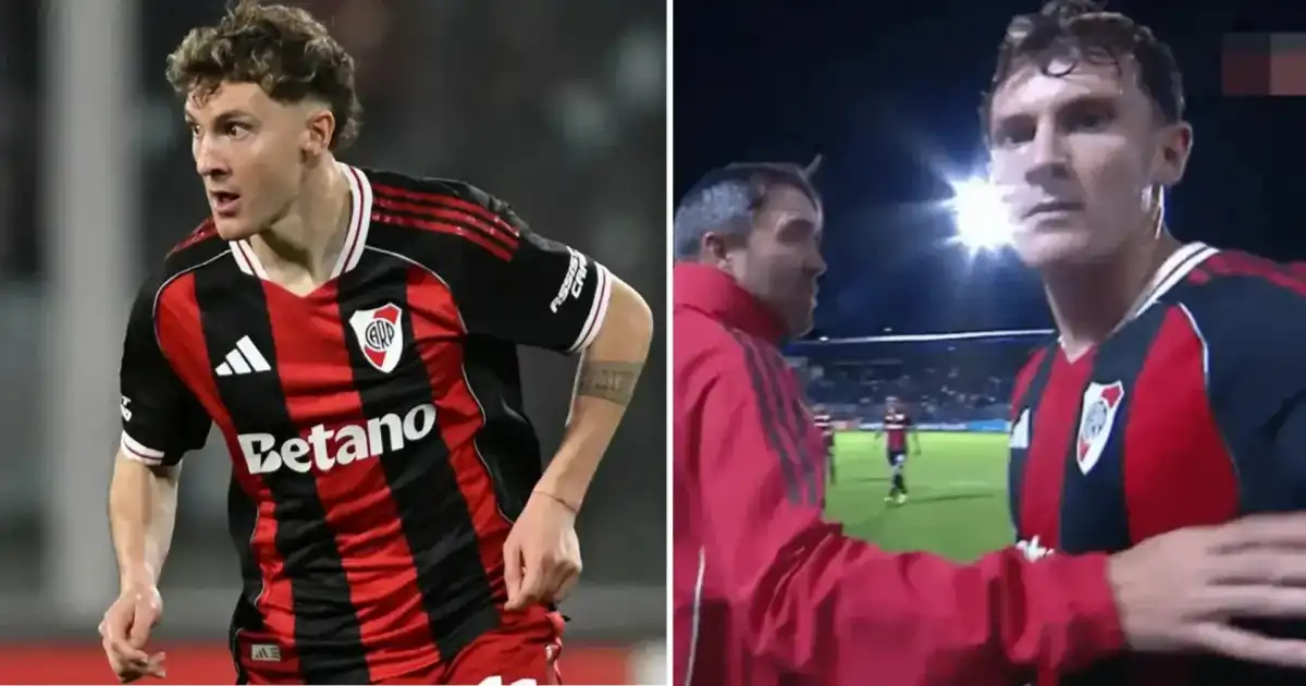 VIDEO: el golpe de Facundo Colidio a una cámara en pleno partido de River por la Sudamericana