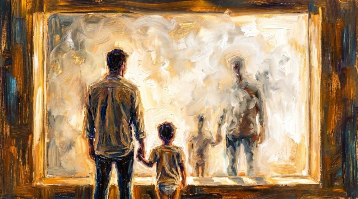 Fuente Nano Banana 2 de Google: Padre, hijo y conciencia
