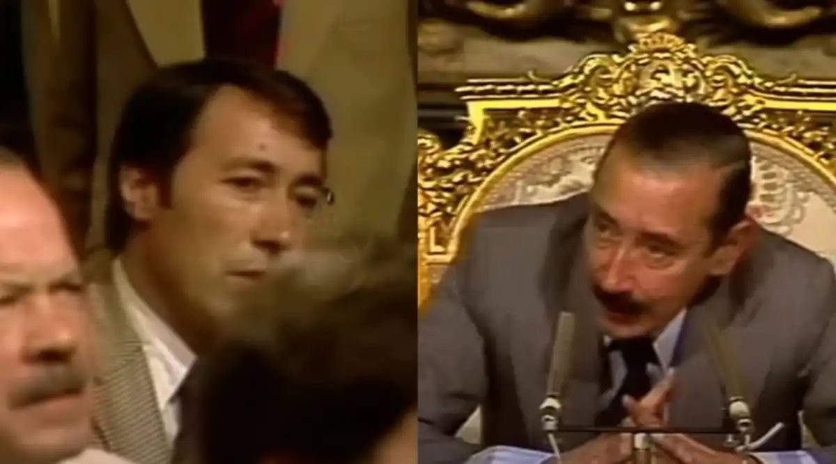 PREGUNTA SOBRE LOS DESAPARECIDOS. José Ignacio López, el día de 1979 que hizo su pregunta histórica y Videla intentando dar una respuesta.