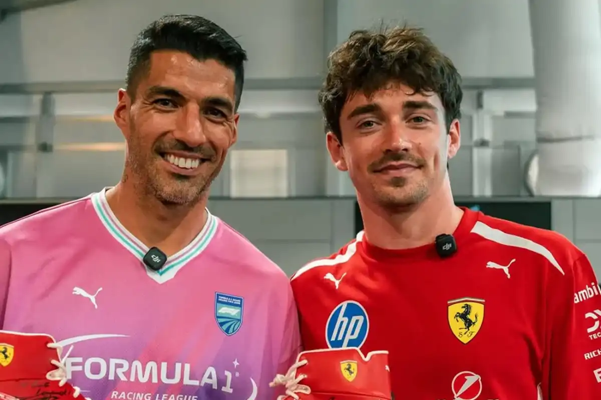 Luis Suárez junto a Leclerc en Miami.