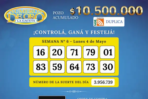 Los Números de Oro de LA GACETA del 4 de mayo de 2026
