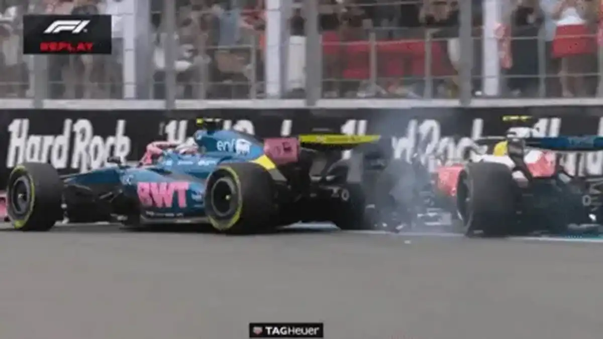Colapinto y Hamilton protagonizaron un toque en las primeras vueltas del GP de Miami.