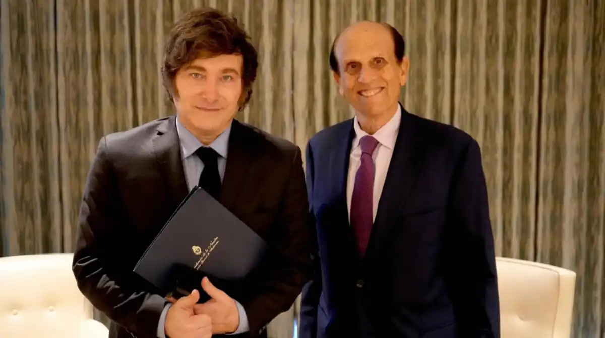 Javier Milei y el presidente del Instituto Milken, Michael Milken, en septiembre de 2025.