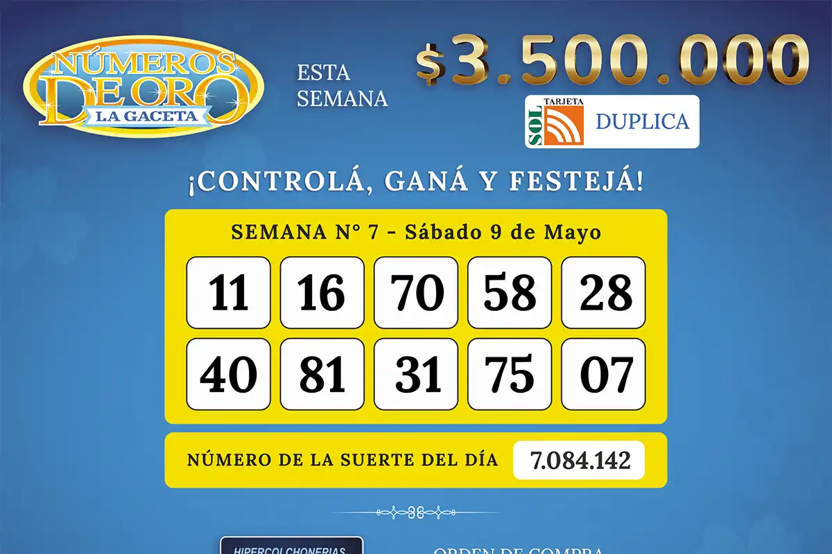 Los Números de Oro de LA GACETA del 9 de mayo de 2026