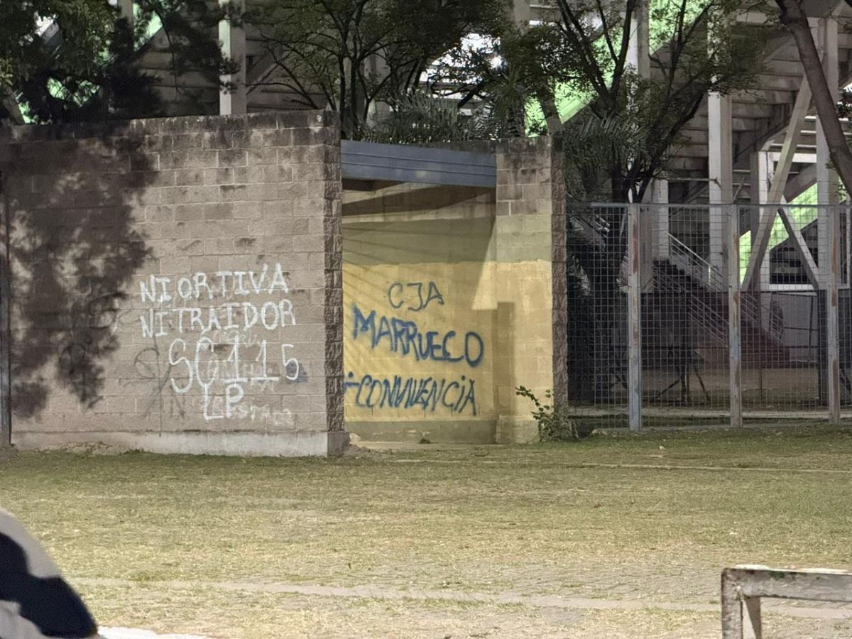 GRAFITIS. Pintadas y marcas sobre los muros exteriores contrastan con las remodelaciones recientes impulsadas por la provincia.