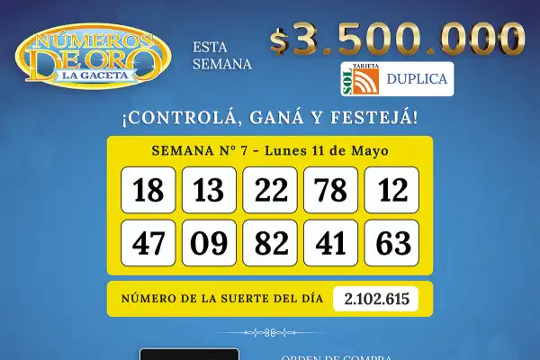 Los Números de Oro de LA GACETA del 11 de mayo de 2026