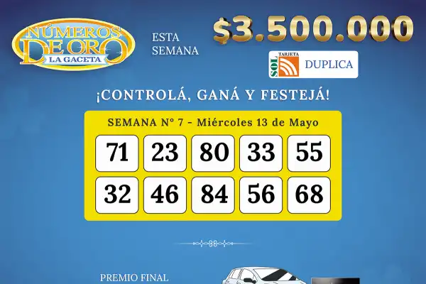 Los Números de Oro de LA GACETA del 13 de mayo de 2026