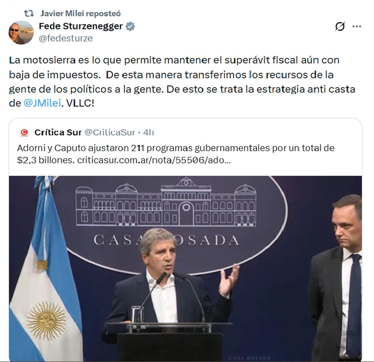 Sturzenegger defendió el nuevo ajuste en salud, educación y provincias: De esto se trata la estrategia anti casta