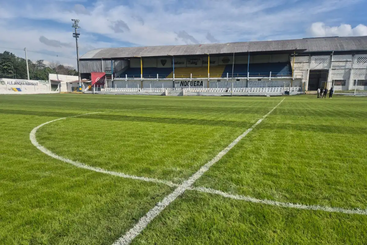 IMPECABLE. Así luce el nuevo césped del estadio Hugo Assaff.