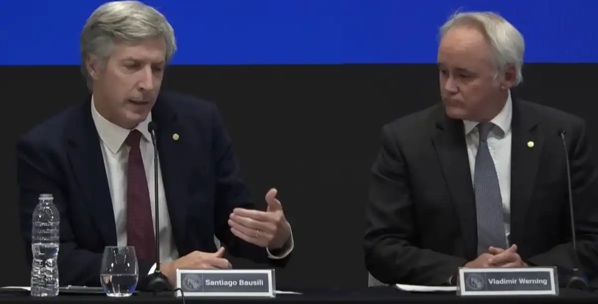 Conferencia de prensa del presidente del BCRA, Santiago Bausili, y del vice, Vladimir Werming. CAPTURA DE VIDEO