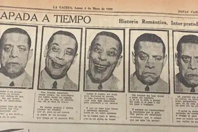 Recuerdos fotográficos: 1936. El cómico Luis Arata ilustra un poema satírico en LA GACETA