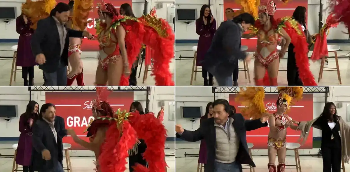 El llamativo baile del gobernador Gustavo Sáenz tras anunciar nuevos vuelos entre Salta y Río de Janeiro