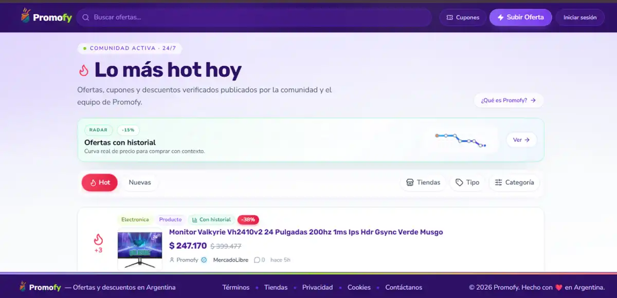 PROMOFY. Nació como un proyecto personal de un usuario de Reddit y hoy ya reúne cientos de visitas diarias. / CAPTURA DE PANTALLA